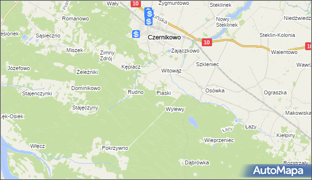 mapa Piaski gmina Czernikowo, Piaski gmina Czernikowo na mapie Targeo