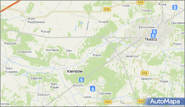 mapa Pieńki gmina Klembów, Pieńki gmina Klembów na mapie Targeo