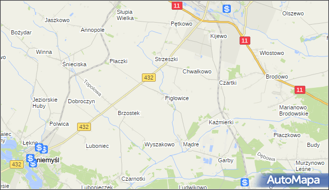 mapa Pigłowice, Pigłowice na mapie Targeo