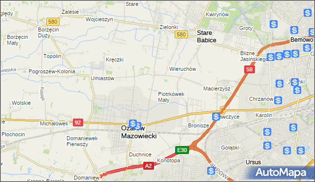 mapa Piotrkówek Mały, Piotrkówek Mały na mapie Targeo