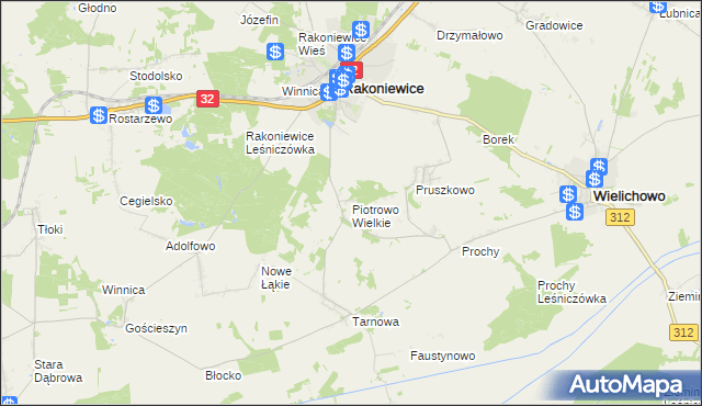 mapa Piotrowo Wielkie, Piotrowo Wielkie na mapie Targeo