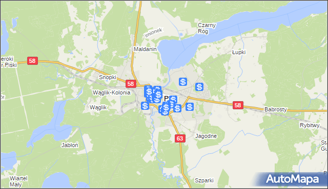 mapa Pisz, Pisz na mapie Targeo