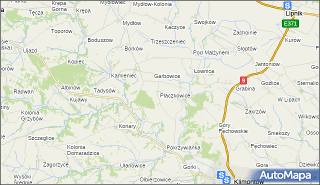 mapa Płaczkowice, Płaczkowice na mapie Targeo