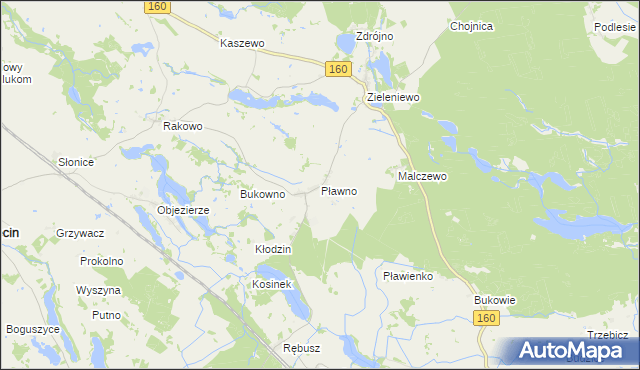 mapa Pławno gmina Bierzwnik, Pławno gmina Bierzwnik na mapie Targeo