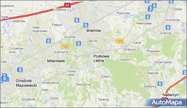 mapa Podkowa Leśna, Podkowa Leśna na mapie Targeo