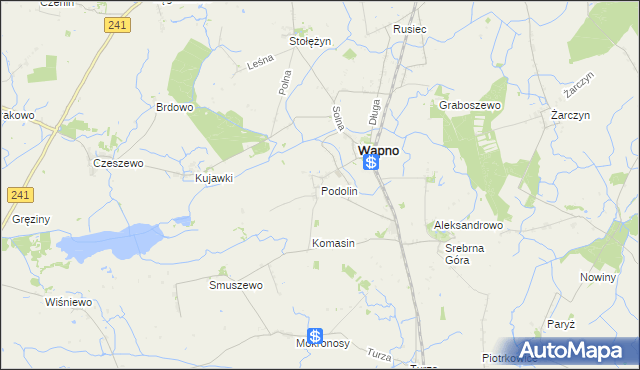 mapa Podolin gmina Wapno, Podolin gmina Wapno na mapie Targeo