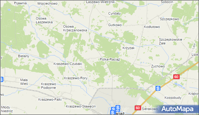 mapa Pólka-Raciąż, Pólka-Raciąż na mapie Targeo