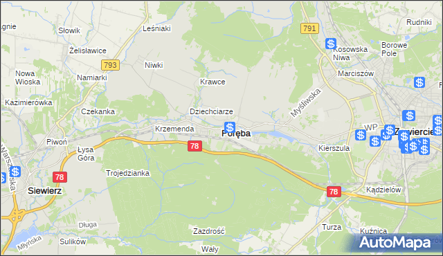 mapa Poręba powiat zawierciański, Poręba powiat zawierciański na mapie Targeo