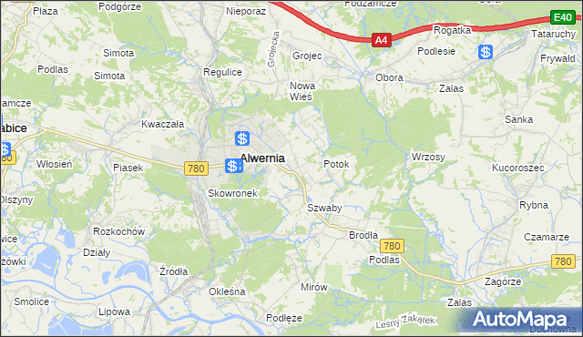 mapa Poręba Żegoty, Poręba Żegoty na mapie Targeo