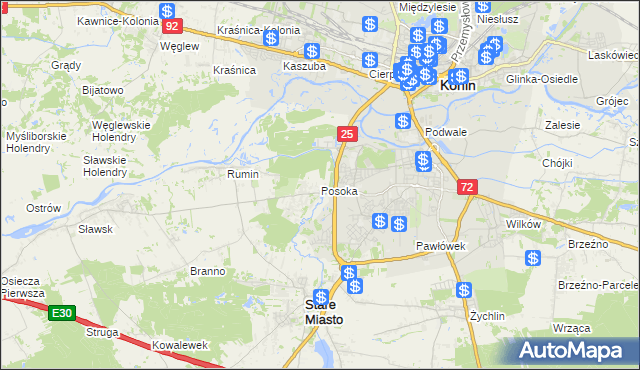 mapa Posoka gmina Stare Miasto, Posoka gmina Stare Miasto na mapie Targeo