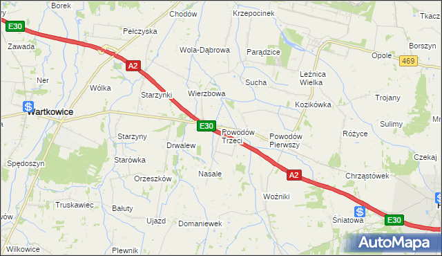 mapa Powodów Trzeci, Powodów Trzeci na mapie Targeo