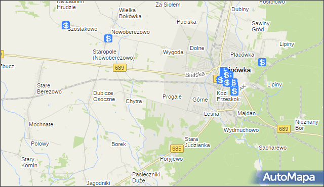 mapa Progale, Progale na mapie Targeo