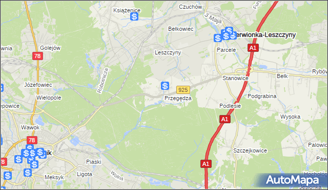 mapa Przegędza, Przegędza na mapie Targeo