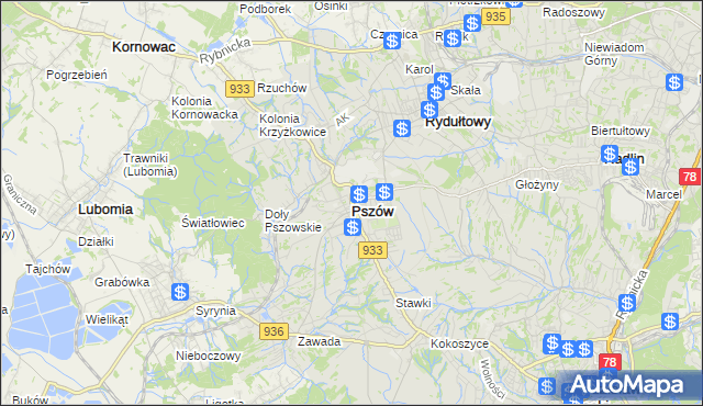 mapa Pszów, Pszów na mapie Targeo