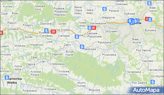 mapa Ptaszkowa, Ptaszkowa na mapie Targeo