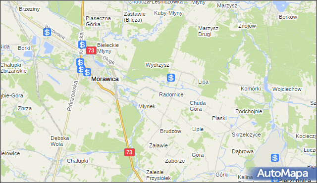 mapa Radomice gmina Morawica, Radomice gmina Morawica na mapie Targeo