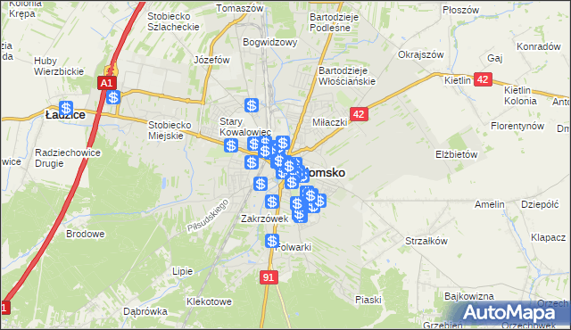 mapa Radomsko, Radomsko na mapie Targeo