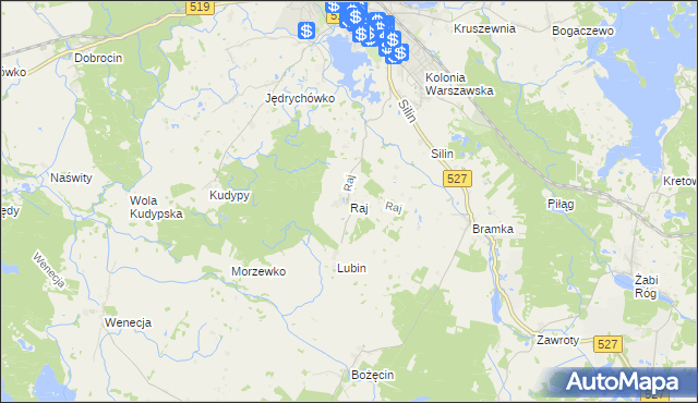 mapa Raj gmina Morąg, Raj gmina Morąg na mapie Targeo