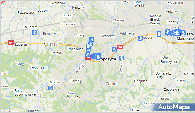 mapa Ropczyce, Ropczyce na mapie Targeo