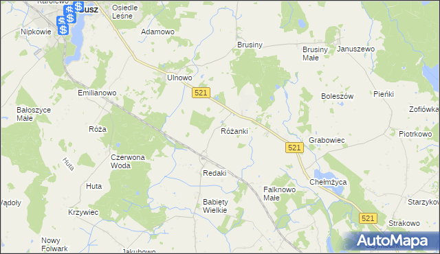 mapa Różanki gmina Susz, Różanki gmina Susz na mapie Targeo