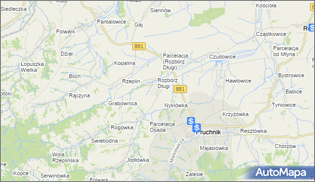 mapa Rozbórz Okrągły, Rozbórz Okrągły na mapie Targeo