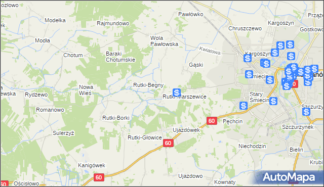 mapa Rutki-Marszewice, Rutki-Marszewice na mapie Targeo