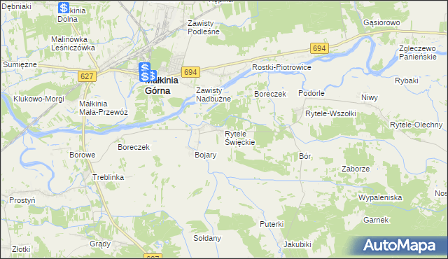 mapa Rytele Święckie, Rytele Święckie na mapie Targeo