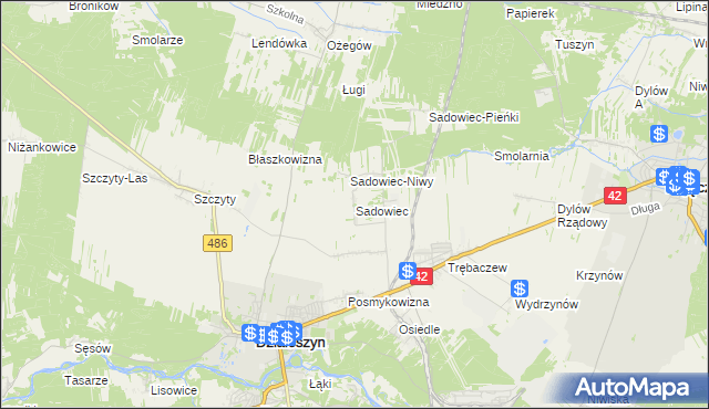 mapa Sadowiec gmina Działoszyn, Sadowiec gmina Działoszyn na mapie Targeo