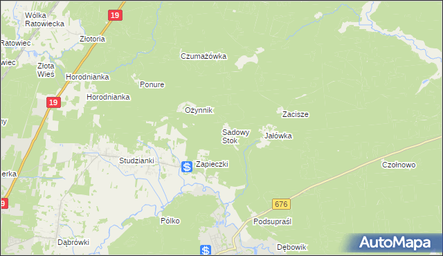 mapa Sadowy Stok, Sadowy Stok na mapie Targeo