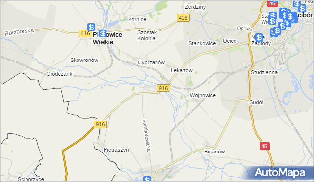 mapa Samborowice gmina Pietrowice Wielkie, Samborowice gmina Pietrowice Wielkie na mapie Targeo