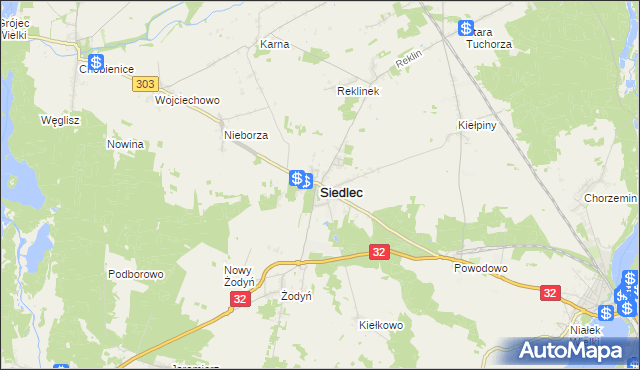 mapa Siedlec powiat wolsztyński, Siedlec powiat wolsztyński na mapie Targeo