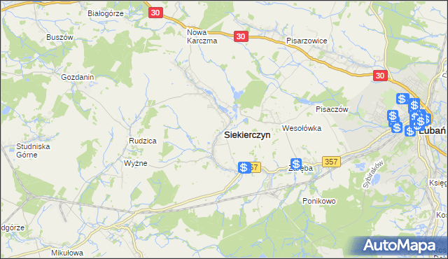mapa Siekierczyn, Siekierczyn na mapie Targeo