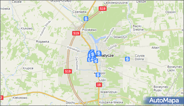 mapa Siemiatycze, Siemiatycze na mapie Targeo