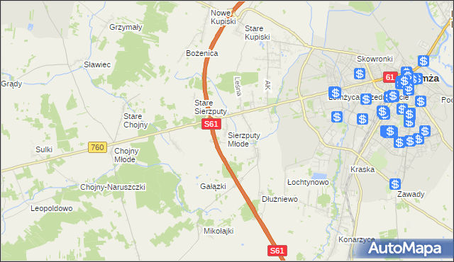 mapa Sierzputy Młode, Sierzputy Młode na mapie Targeo