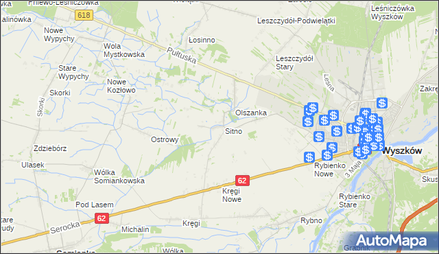 mapa Sitno gmina Wyszków, Sitno gmina Wyszków na mapie Targeo