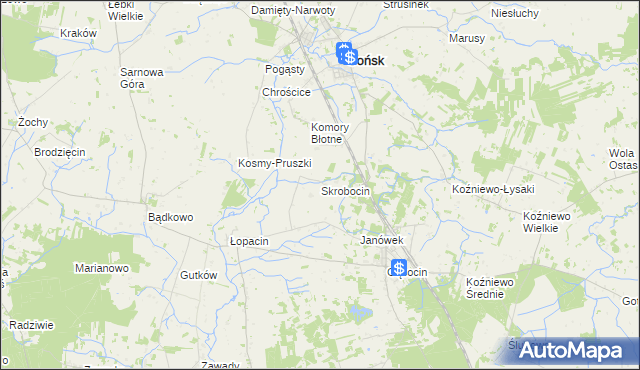mapa Skrobocin, Skrobocin na mapie Targeo