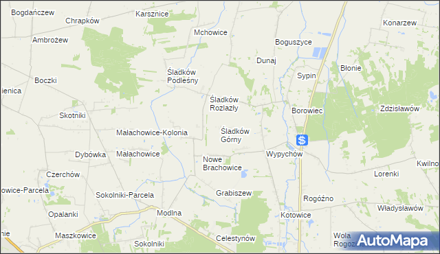 mapa Śladków Górny, Śladków Górny na mapie Targeo