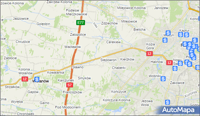 mapa Ślepowron, Ślepowron na mapie Targeo