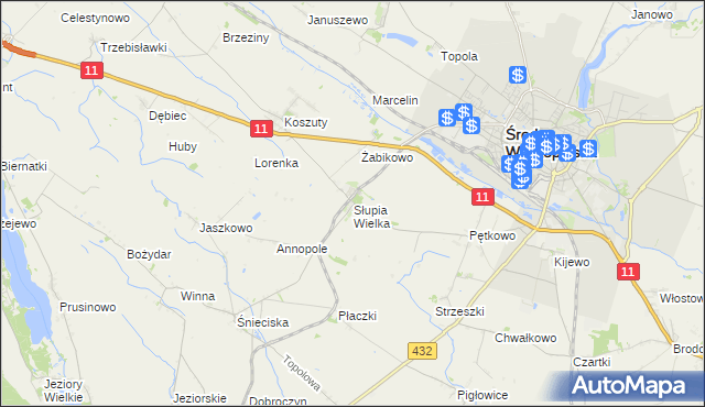 mapa Słupia Wielka, Słupia Wielka na mapie Targeo