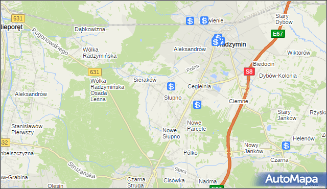 mapa Słupno gmina Radzymin, Słupno gmina Radzymin na mapie Targeo