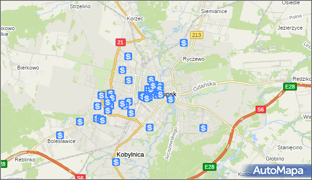 mapa Słupska, Słupsk na mapie Targeo