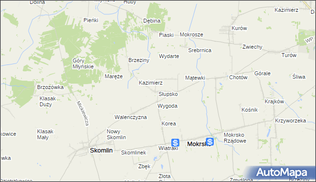 mapa Słupsko gmina Mokrsko, Słupsko gmina Mokrsko na mapie Targeo