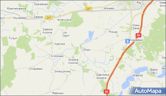 mapa Słupy gmina Szubin, Słupy gmina Szubin na mapie Targeo