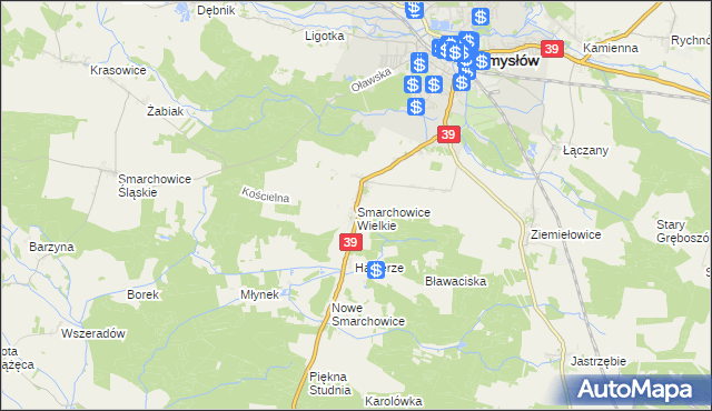 mapa Smarchowice Wielkie, Smarchowice Wielkie na mapie Targeo
