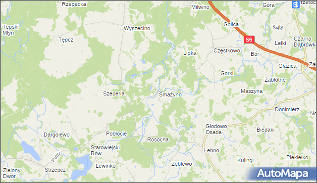 mapa Smażyno, Smażyno na mapie Targeo