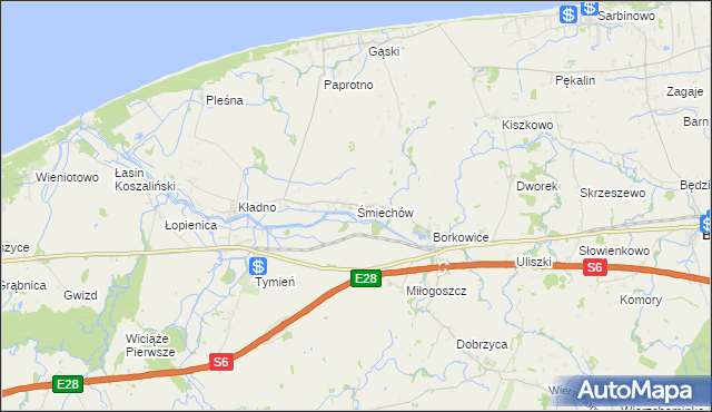 mapa Śmiechów, Śmiechów na mapie Targeo