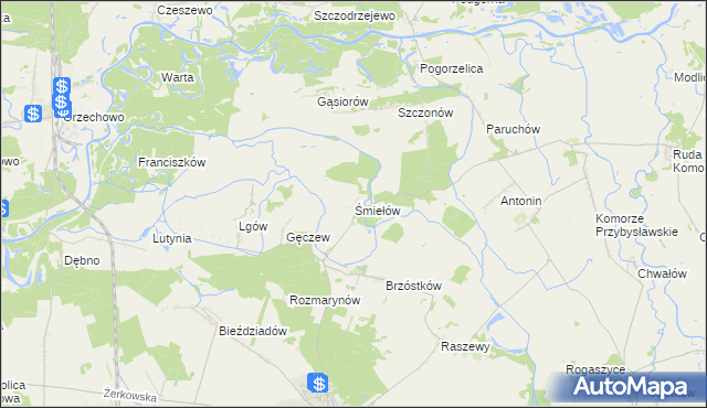 mapa Śmiełów, Śmiełów na mapie Targeo
