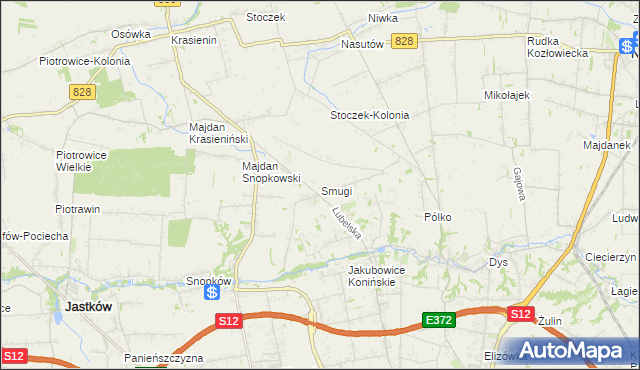 mapa Smugi gmina Jastków, Smugi gmina Jastków na mapie Targeo