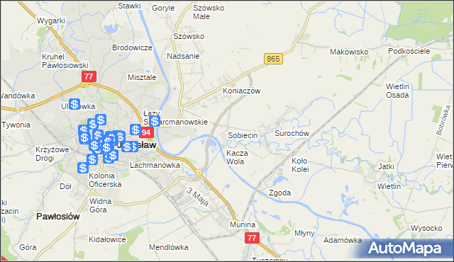 mapa Sobiecin, Sobiecin na mapie Targeo