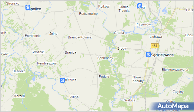 mapa Sobiepany, Sobiepany na mapie Targeo